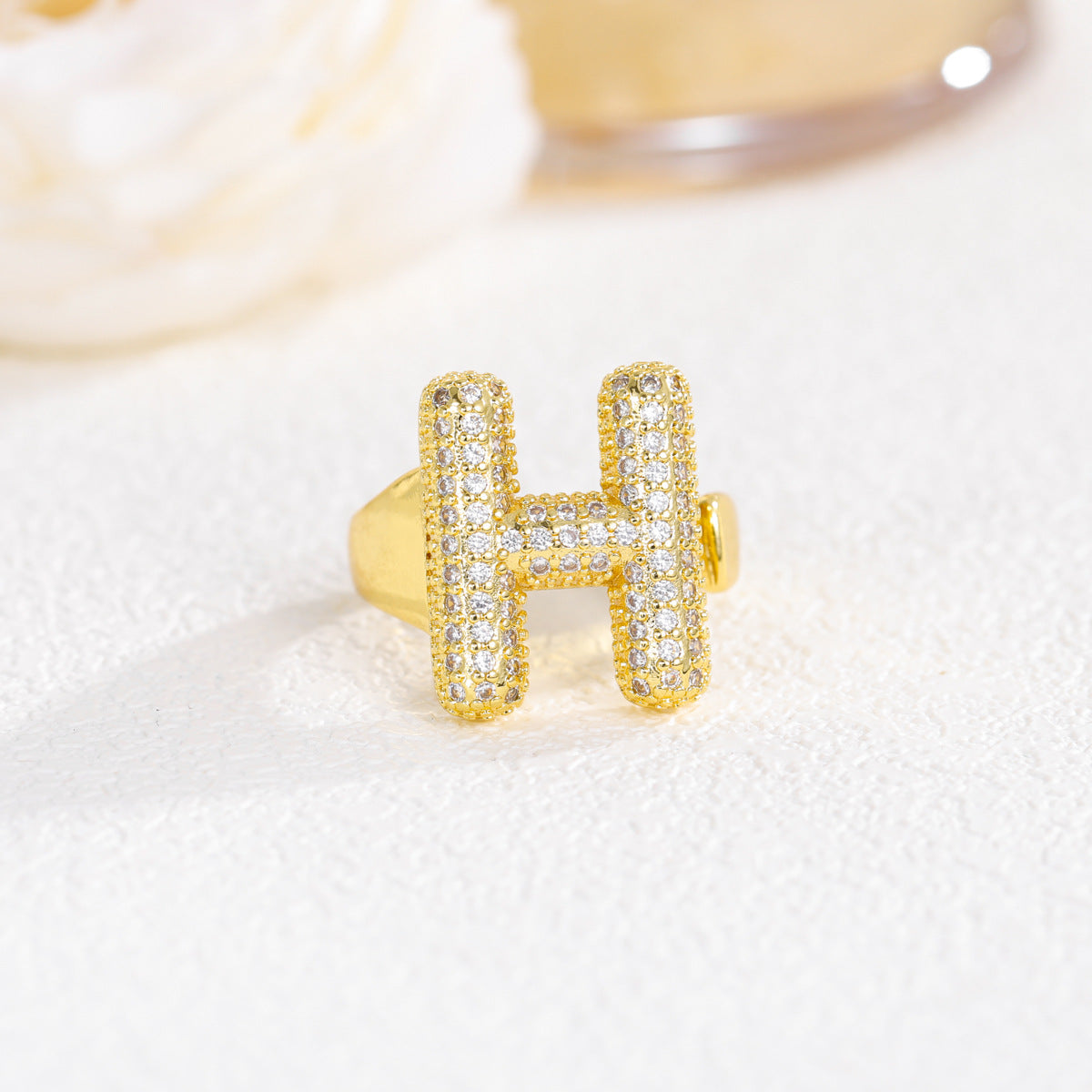 Wholesale  Gold Plated Copper Set with Zircon Open Ring